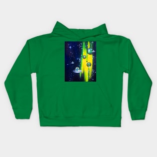 Space Cats with Yellow Nebula Kids Hoodie